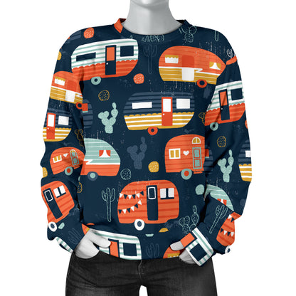 Camper Caravan Print Pattern Women Long Sleeve Sweatshirt