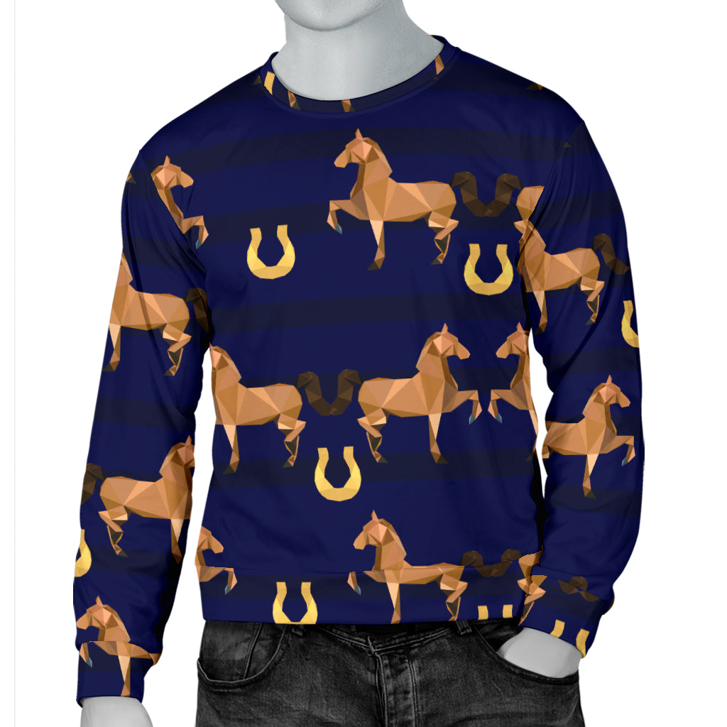 Horse Luxury Themed Pattern Print Men Long Sleeve Sweatshirt