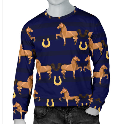 Horse Luxury Themed Pattern Print Men Long Sleeve Sweatshirt