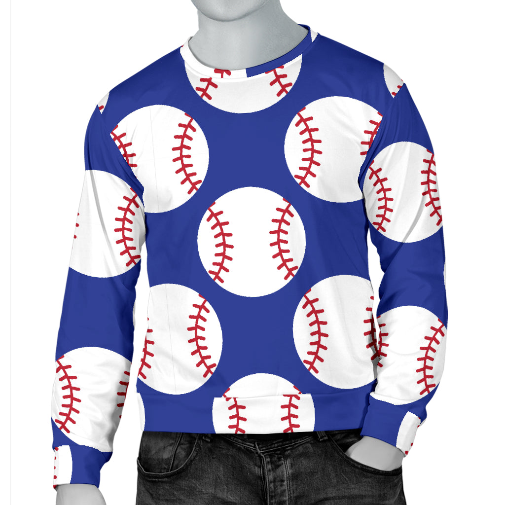 Baseball Blue Background Men Long Sleeve Sweatshirt