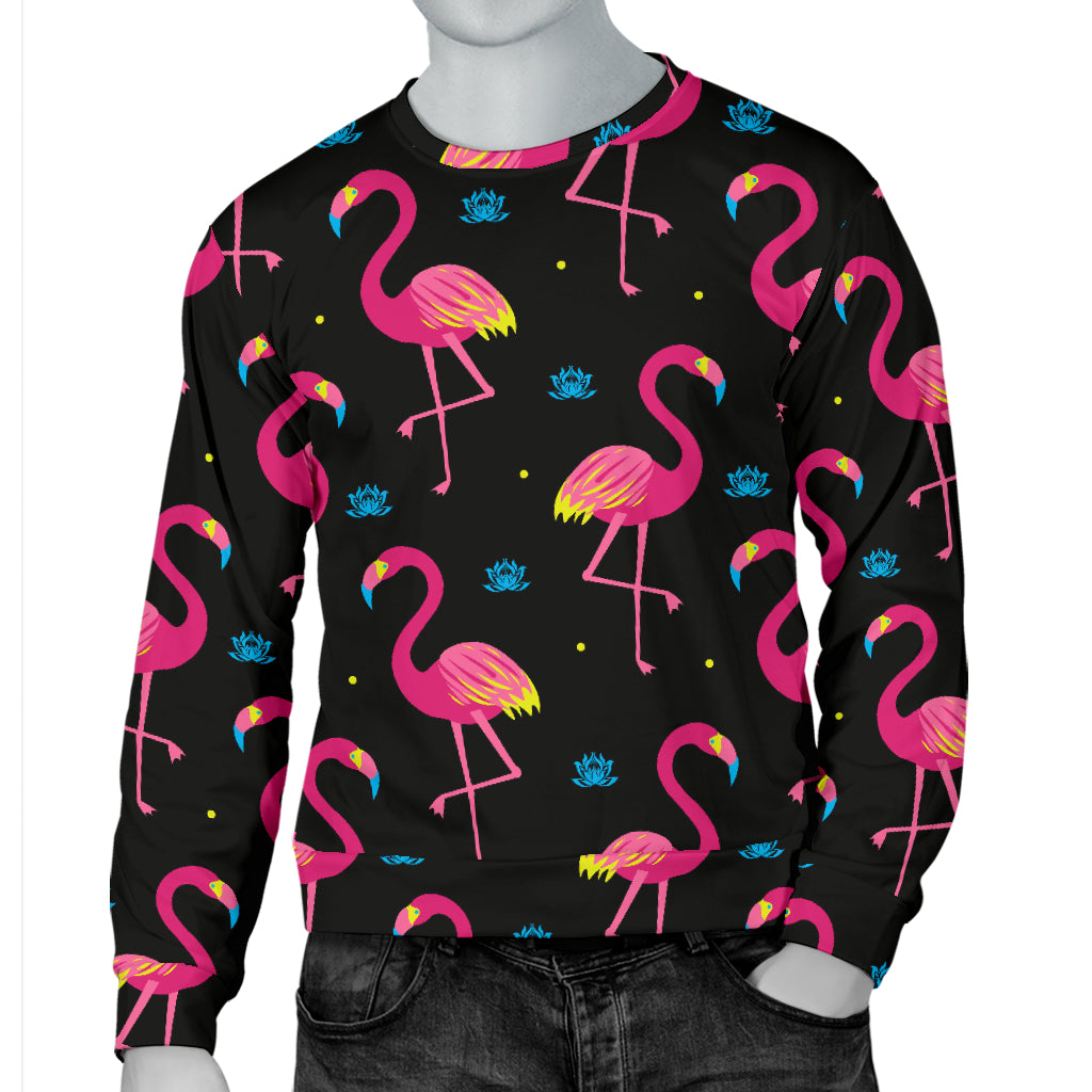 Flamingo Pink Neon Print Pattern Men Long Sleeve Sweatshirt