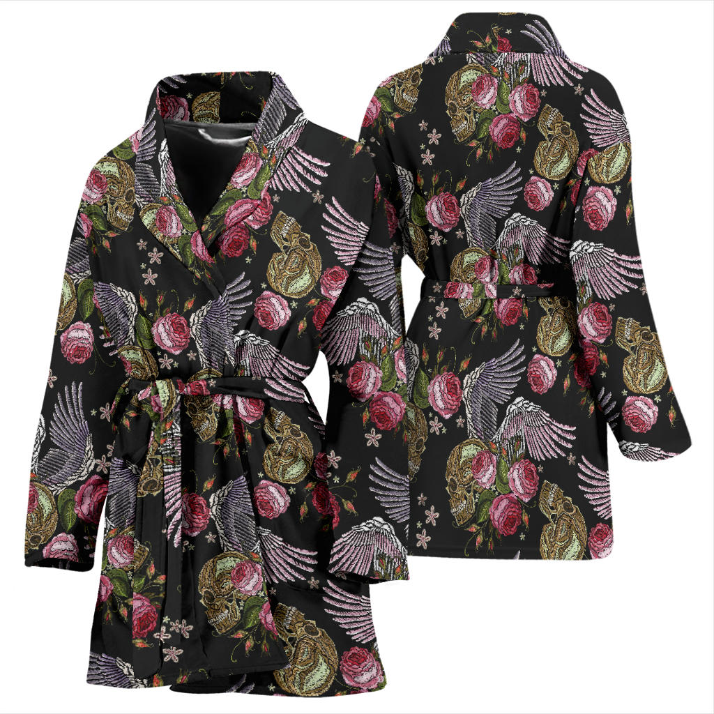Angel Wings Pattern Print Design 06 Women Bathrobe