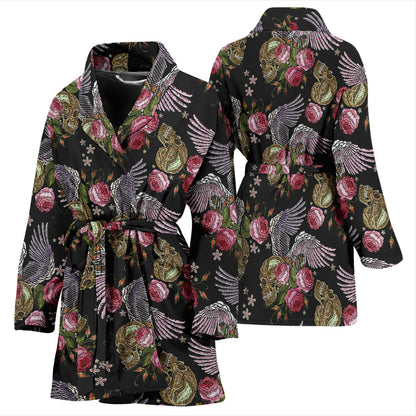 Angel Wings Pattern Print Design 06 Women Bathrobe