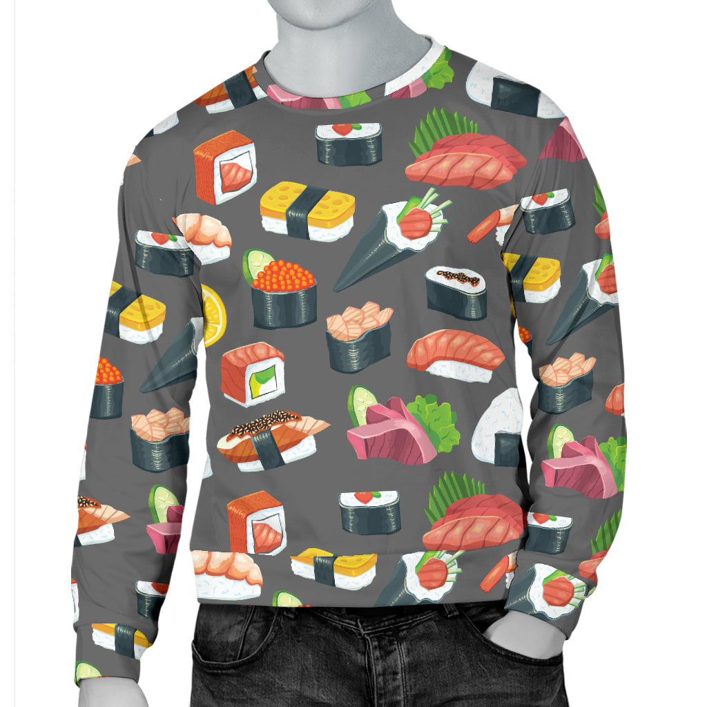 Sushi Pattern Print Men Long Sleeve Sweatshirt