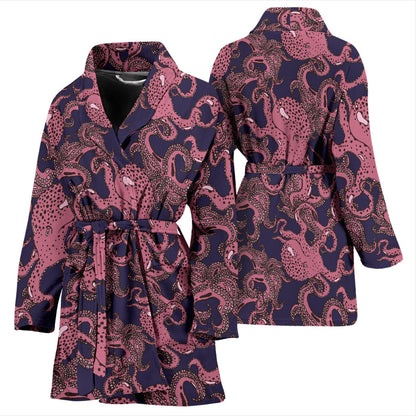 Octopus Pattern Print Design A03 Women Bathrobe