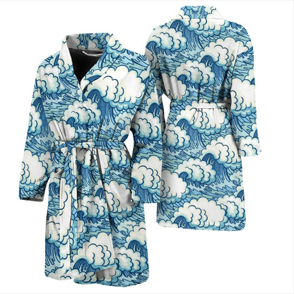 Wave Japan Style Print Design LKS304 Men Bathrobe