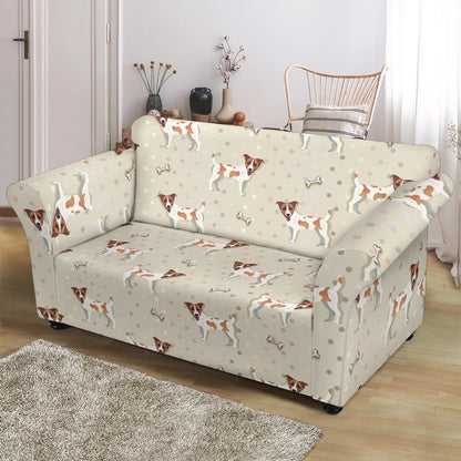 Russell Terriers With Bone Print Design LKS302 Loveseat Couch Slipcover