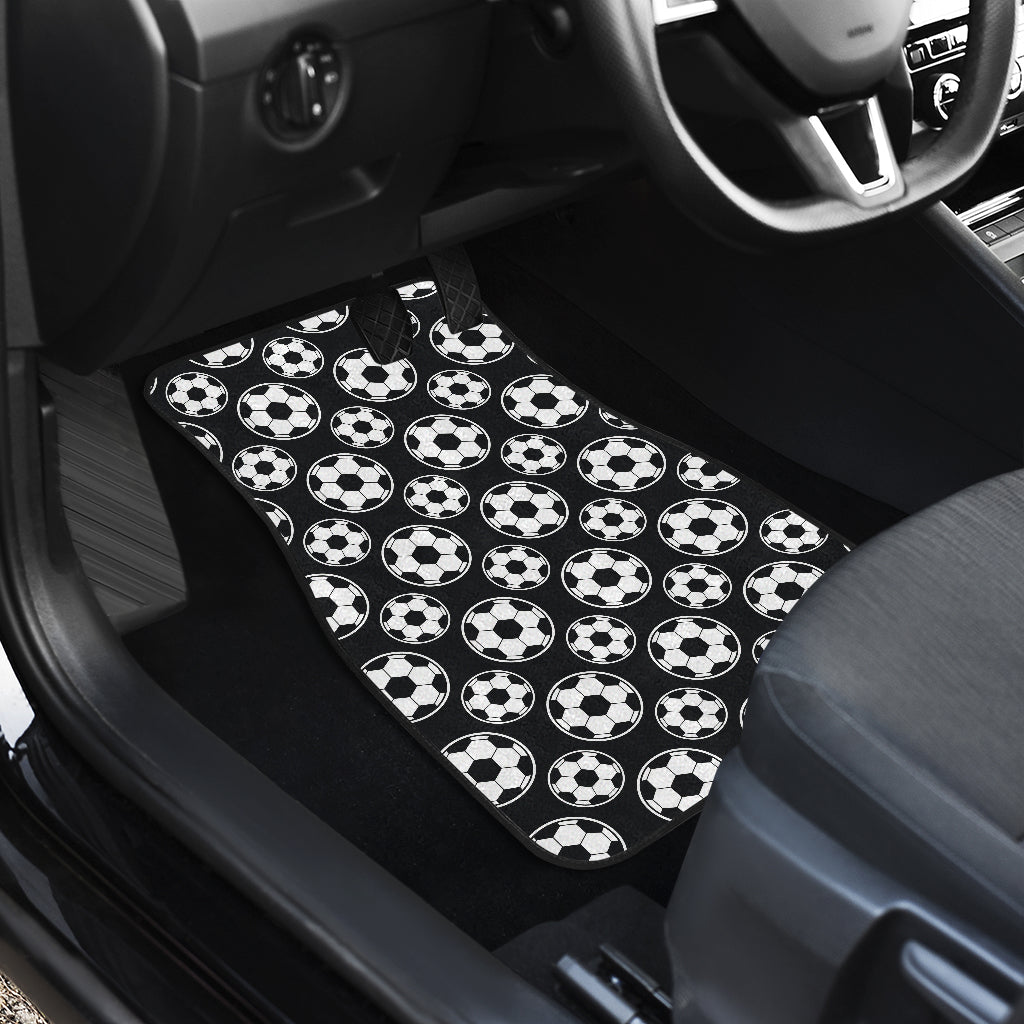 Soccer Ball Black Print Pattern Car Floor Mats Front Back