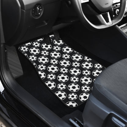 Soccer Ball Black Print Pattern Car Floor Mats Front Back
