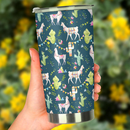 Llama with Cactus Design Print Tumbler