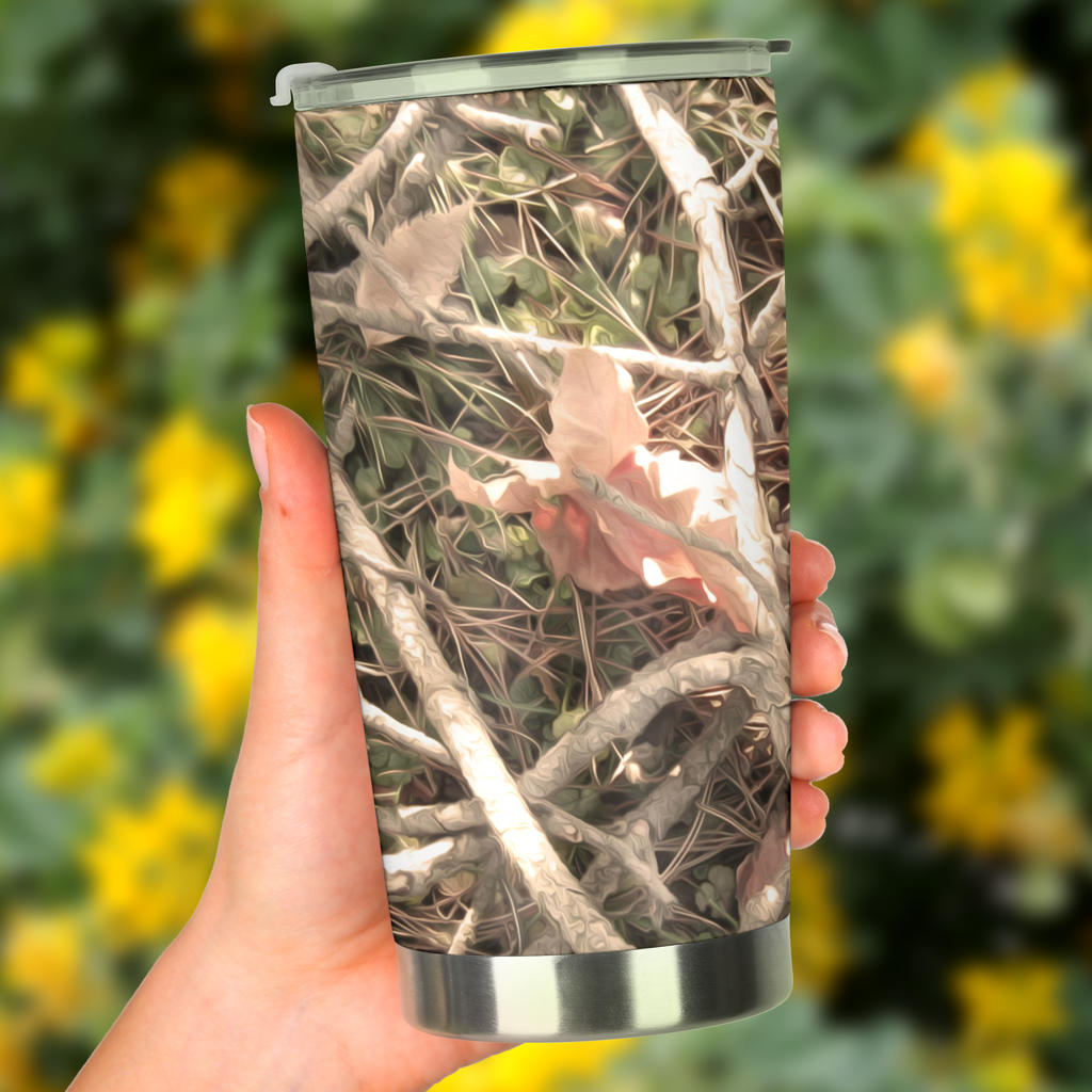 Camouflage Realistic Tree Authumn Print Tumbler