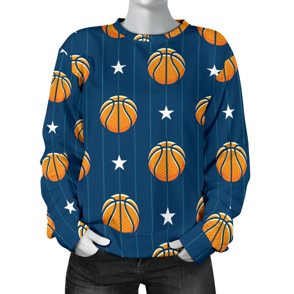Basketball Star Print Pattern Women Long Sleeve Sweatshirt