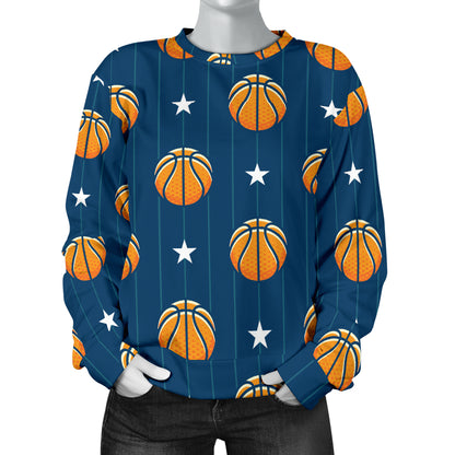 Basketball Star Print Pattern Women Long Sleeve Sweatshirt