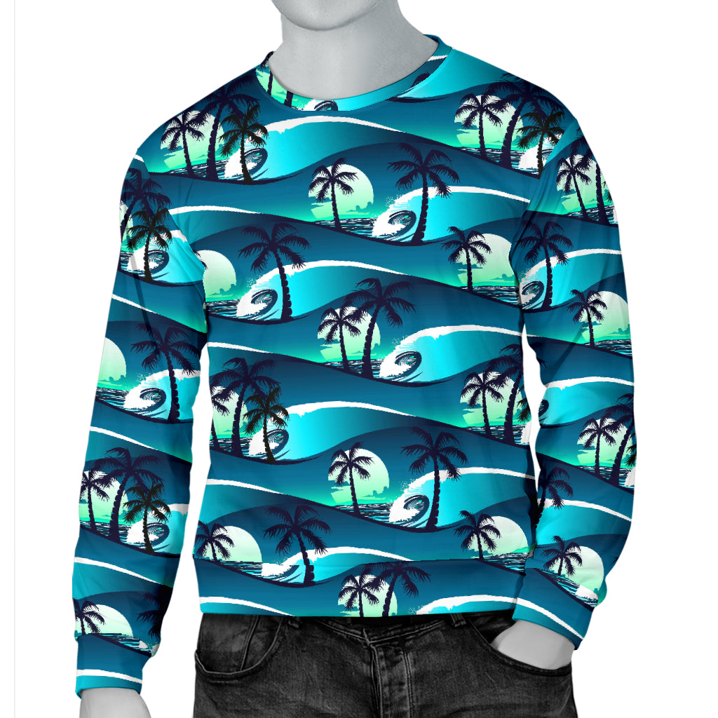 Beach Wave Design Print Men Long Sleeve Sweatshirt