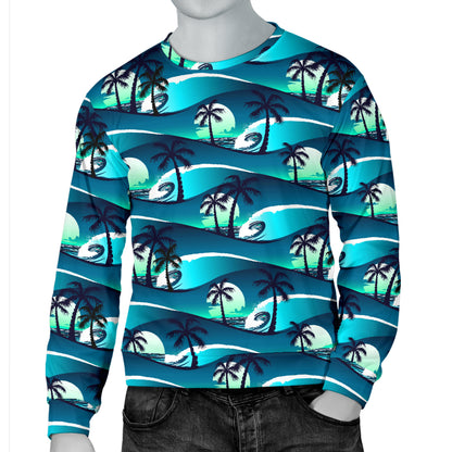 Beach Wave Design Print Men Long Sleeve Sweatshirt