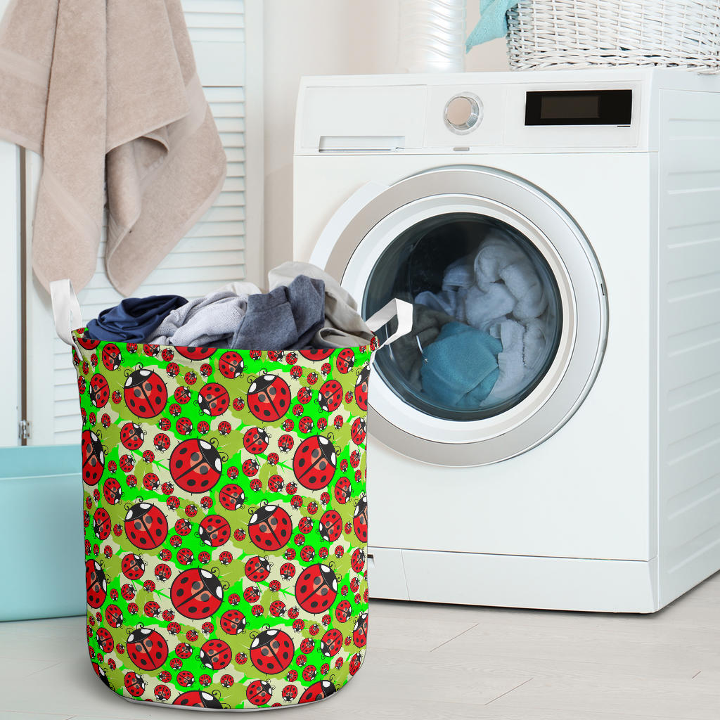 Ladybug with Leaf Print Pattern Laundry Basket
