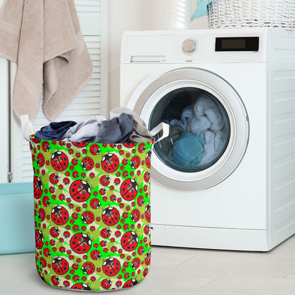 Ladybug with Leaf Print Pattern Laundry Basket