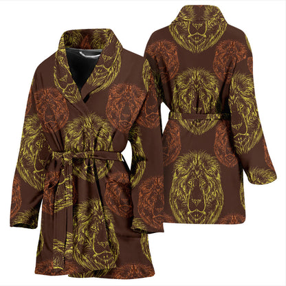 Lion Pattern Print Design 04 Women Bathrobe