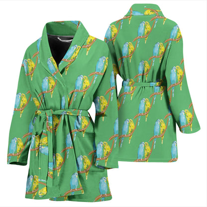 Budgerigar Pattern Print Design 01 Women Bathrobe