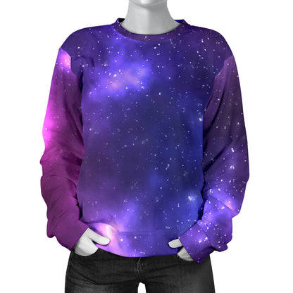 Celestial Purple Blue Galaxy Women Long Sleeve Sweatshirt