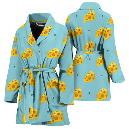 Cheese Pattern Print Design 02 Women Bathrobe