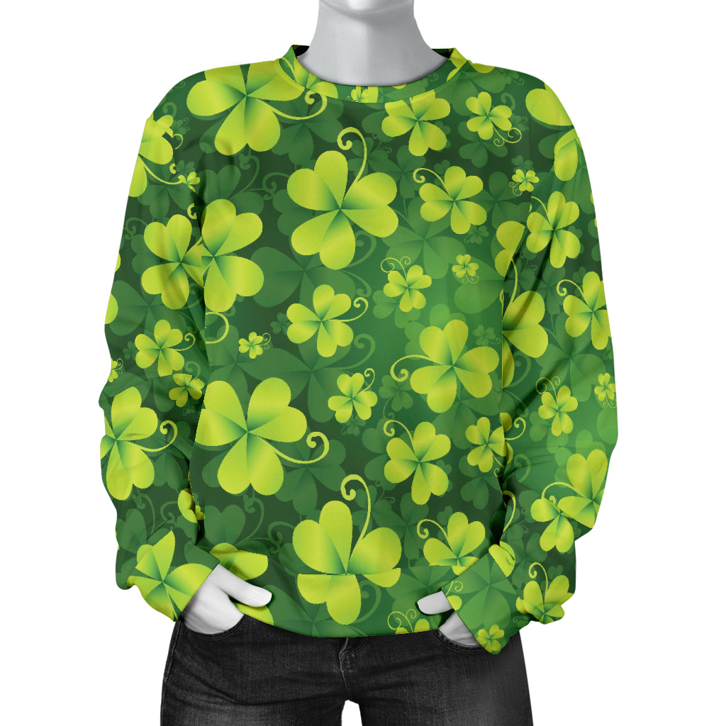 Shamrock Clover Print Women Long Sleeve Sweatshirt
