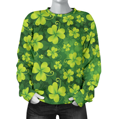 Shamrock Clover Print Women Long Sleeve Sweatshirt