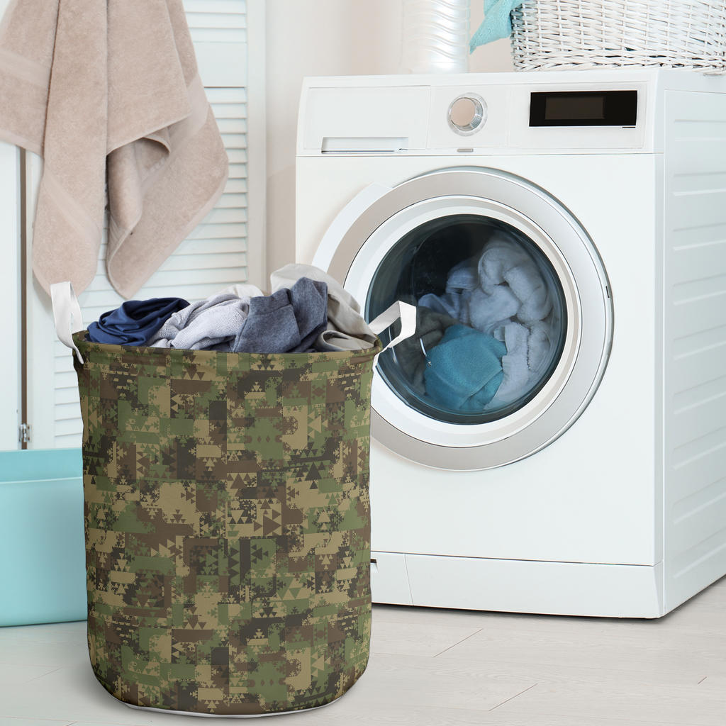 Camouflage Aztec Green Army Print Laundry Basket