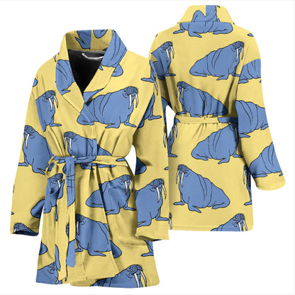 Walrus Pattern Print Design 02 Women Bathrobe