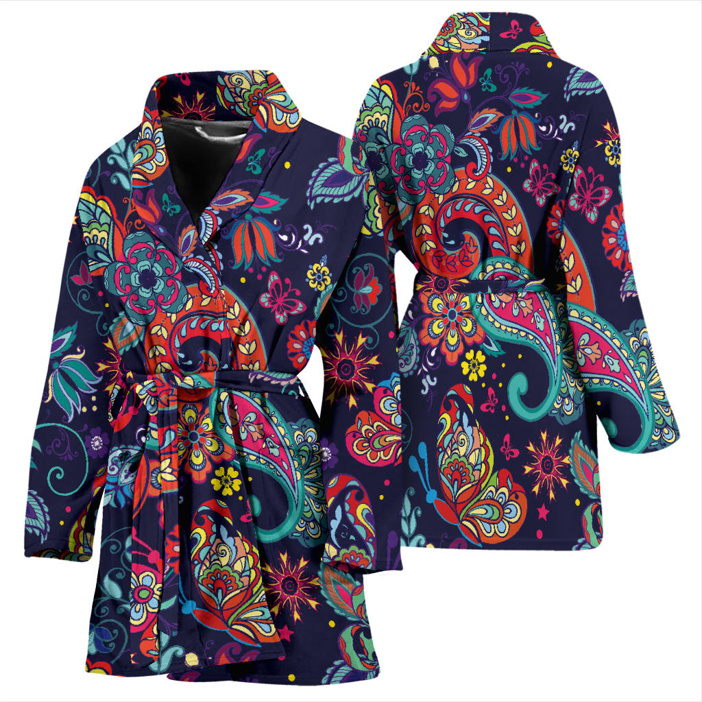 Paisley Boho Pattern Print Design A06 Women Bathrobe