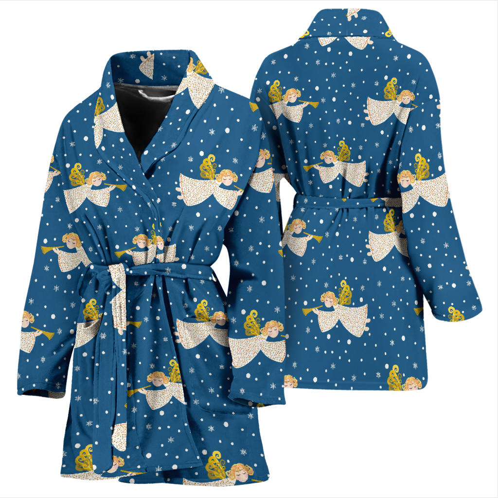 Angel Pattern Print Design 08 Women Bathrobe