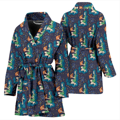 Aquarius Zodiac Pattern Print Design 03 Women Bathrobe