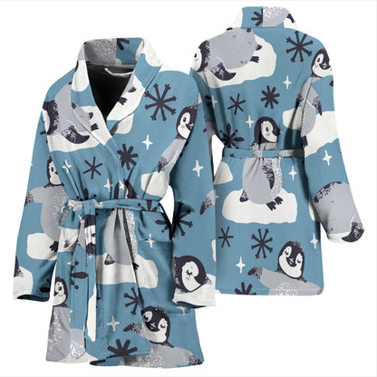 Penguin Pattern Print Design A05 Women Bathrobe