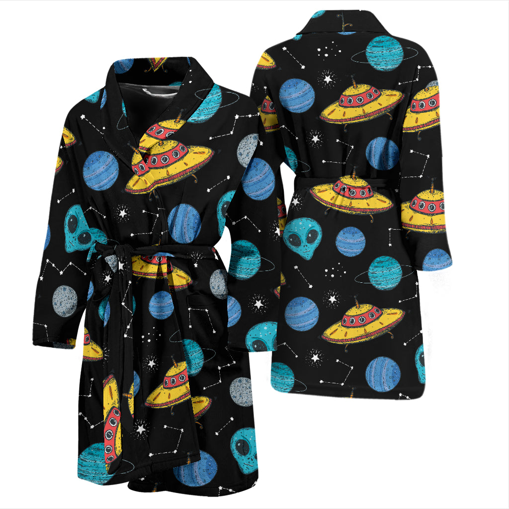 UFO Alien Print Design LKS306 Men Bathrobe