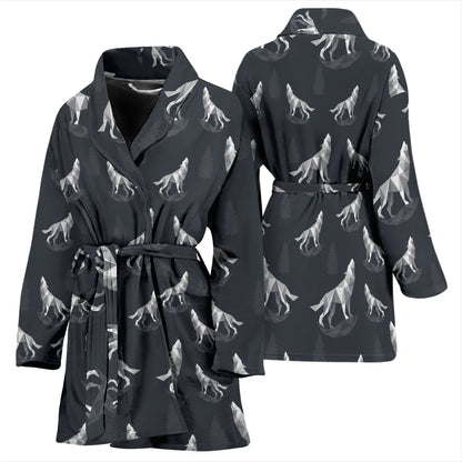 Wolf Print Design LKS303 Women Bathrobe