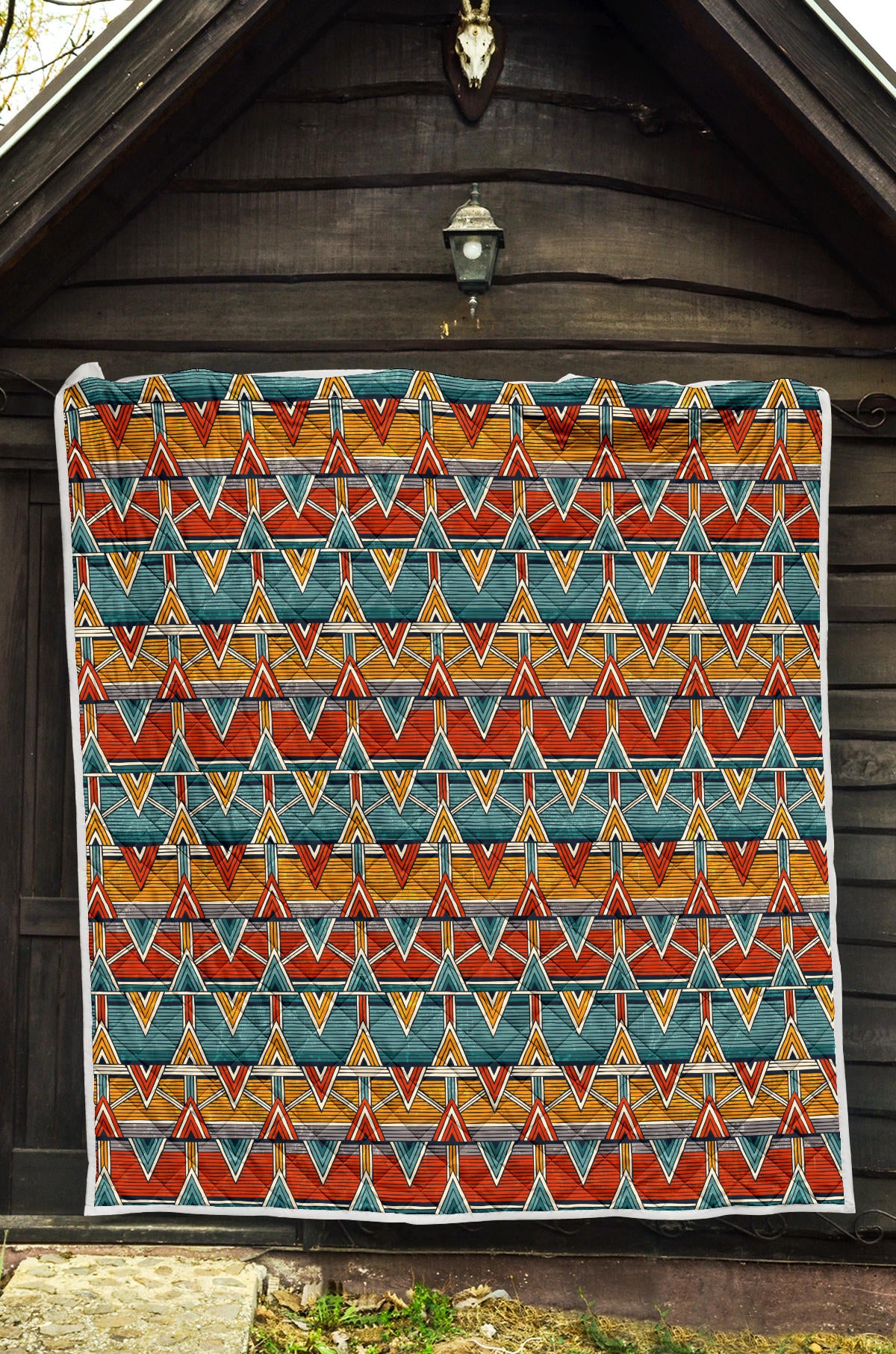 Kente Print African Design Themed Quilt Bedspread