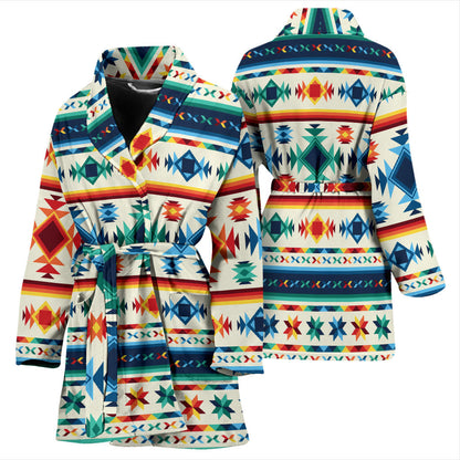 Aztec Pattern Print Design 02 Women Bathrobe