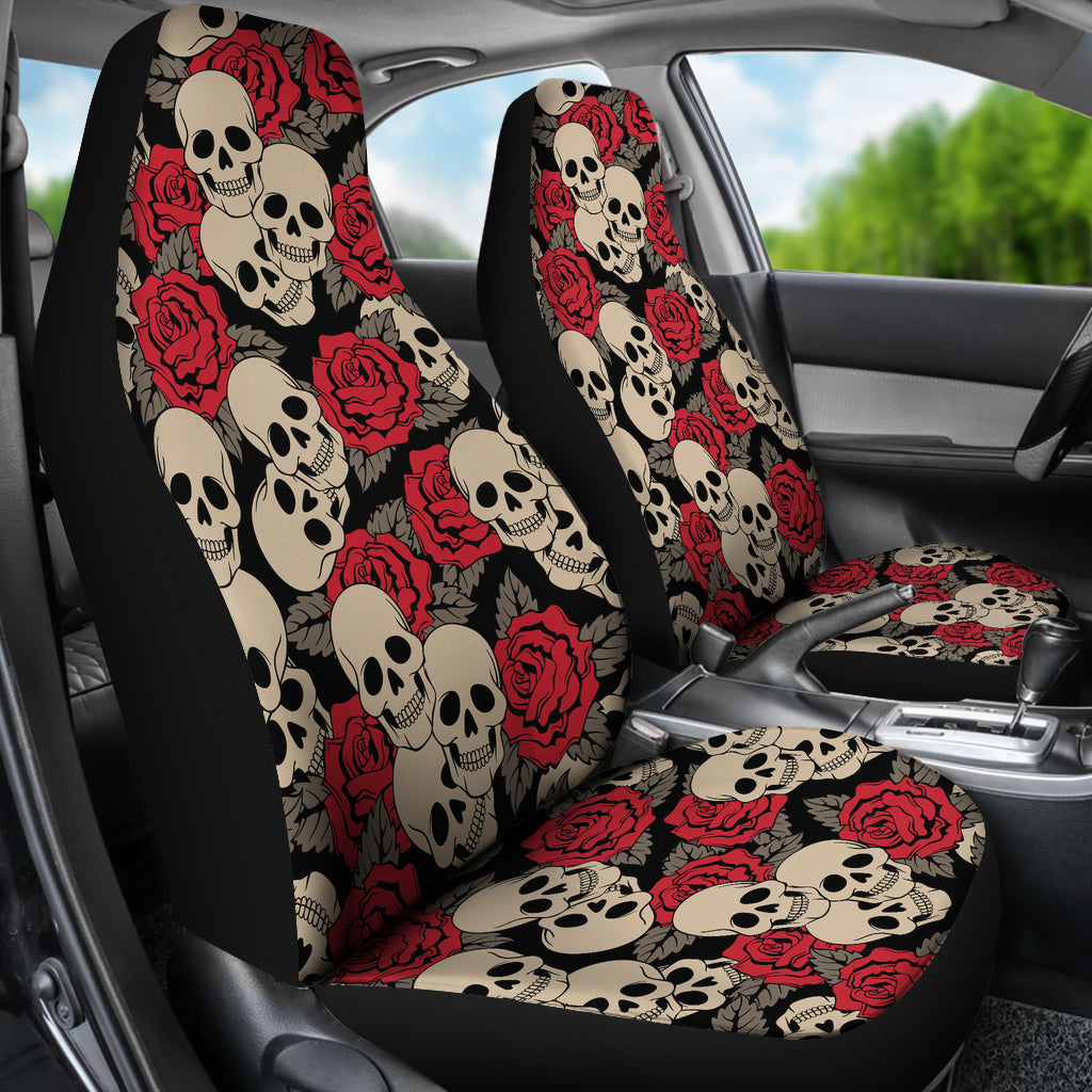 Skull And Roses Print Design LKS301 Car Seat Covers