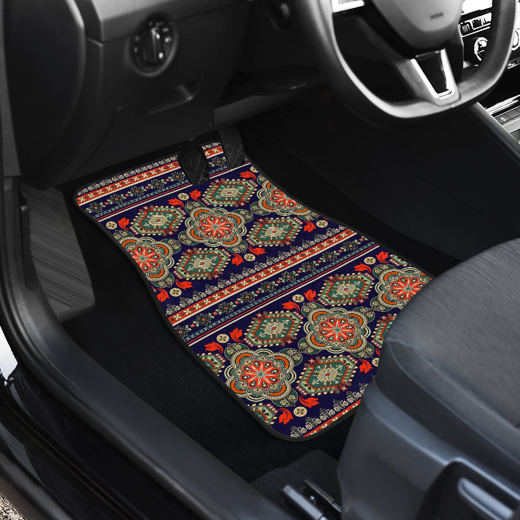 Ethnic Geometric Print Pattern Car Floor Mats Front Back
