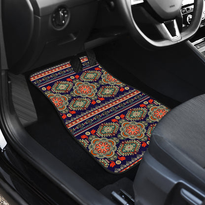 Ethnic Geometric Print Pattern Car Floor Mats Front Back