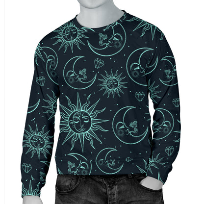 Sun Moon Magic Design Themed Print Men Long Sleeve Sweatshirt
