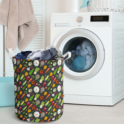 Vegan Pattern Themed Design Print Laundry Basket
