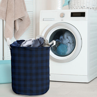 Navy Blue Tartan Plaid Pattern Laundry Basket