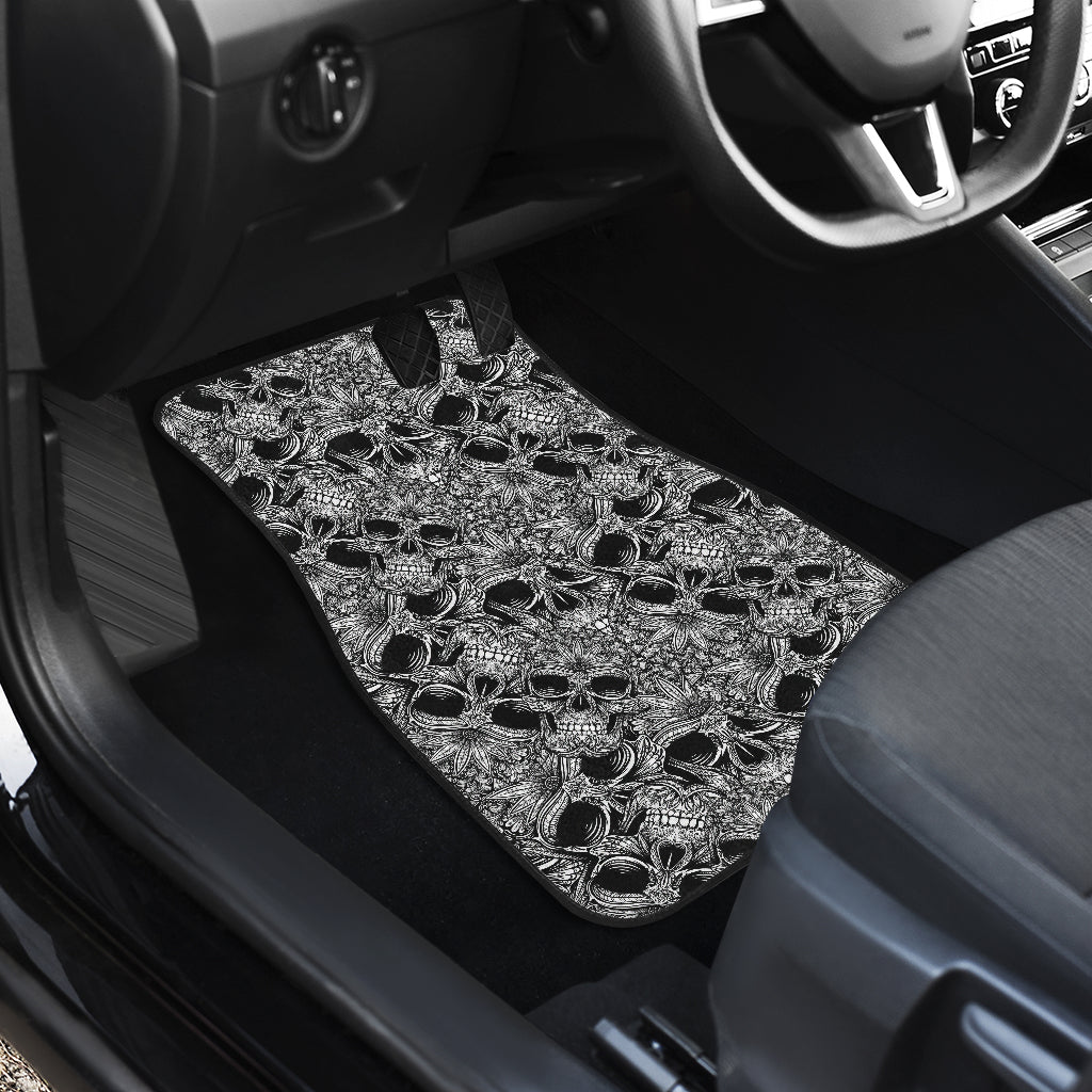 Skull Tattoo Design Print Car Floor Mats Front Back