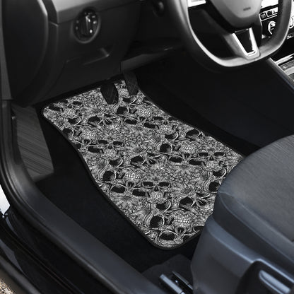 Skull Tattoo Design Print Car Floor Mats Front Back