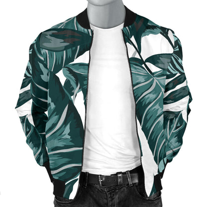 Tropical Palm Leaves Pattern Men Bomber Jacket