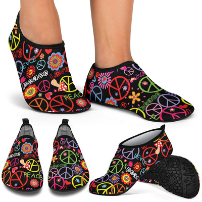 Peace Sign Colorful Design Print Aqua Water Shoes