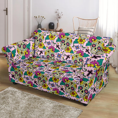 Sugar Skull Print Design LKS307 Loveseat Couch Slipcover