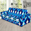 Ikat Blue Pattern Print Design 01 Sofa Slipcover