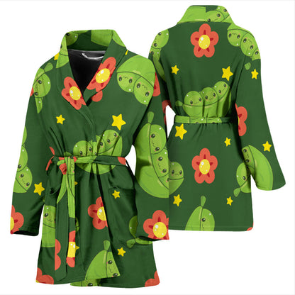 Peas Pattern Print Design A01 Women Bathrobe